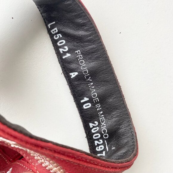 Lane Boots LEXINGTON Womens Red Wedges 10 Western Sandals Cowgirl Wooden Heels - Picture 9 of 11